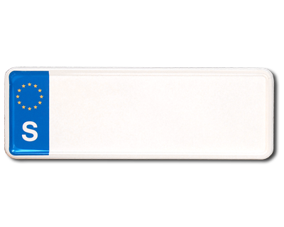 Miniplate 260 x 88 mm white reflective with EU-sign